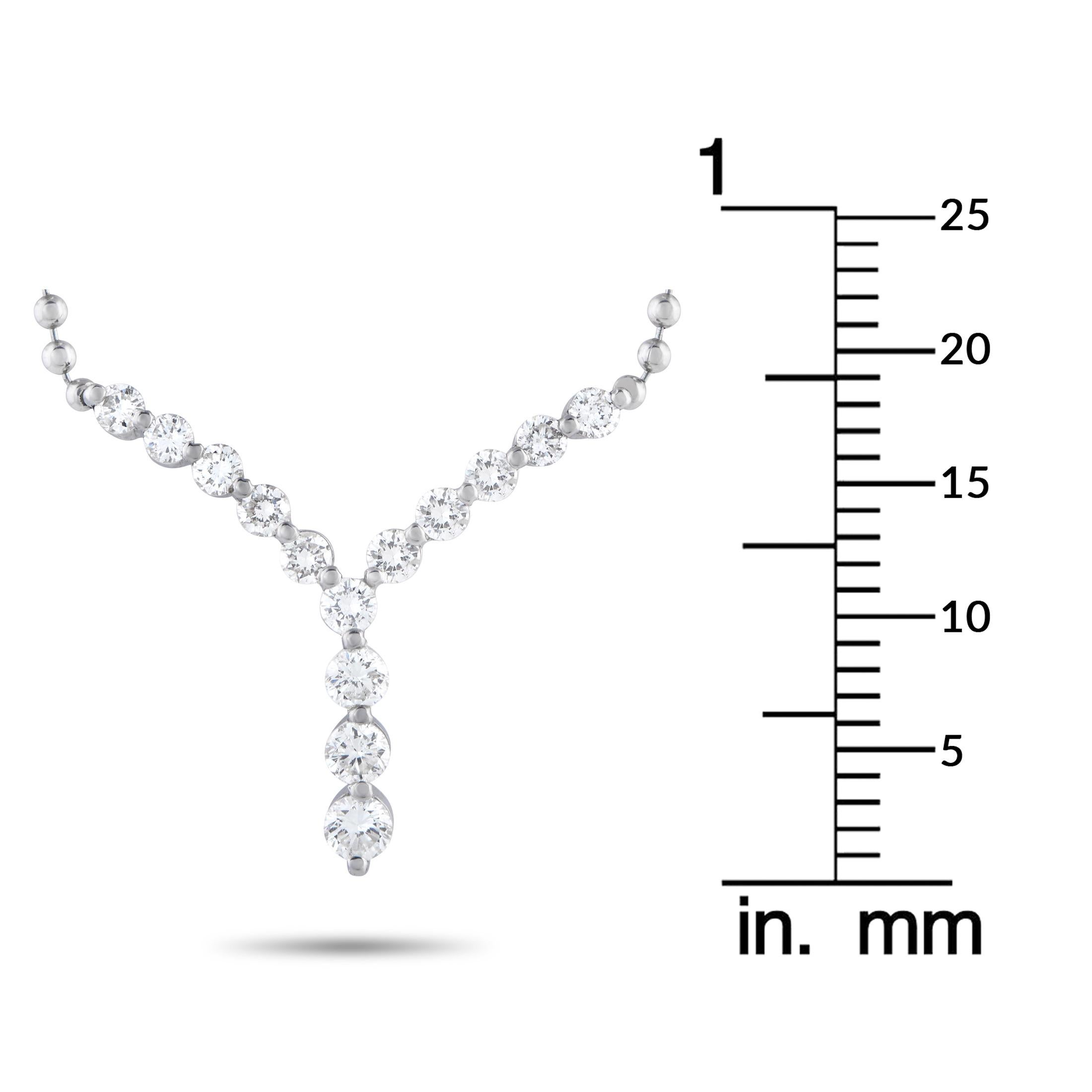 Platinum 0.74ct Diamond Necklace MF23-101525 In Excellent Condition For Sale In Southampton, PA