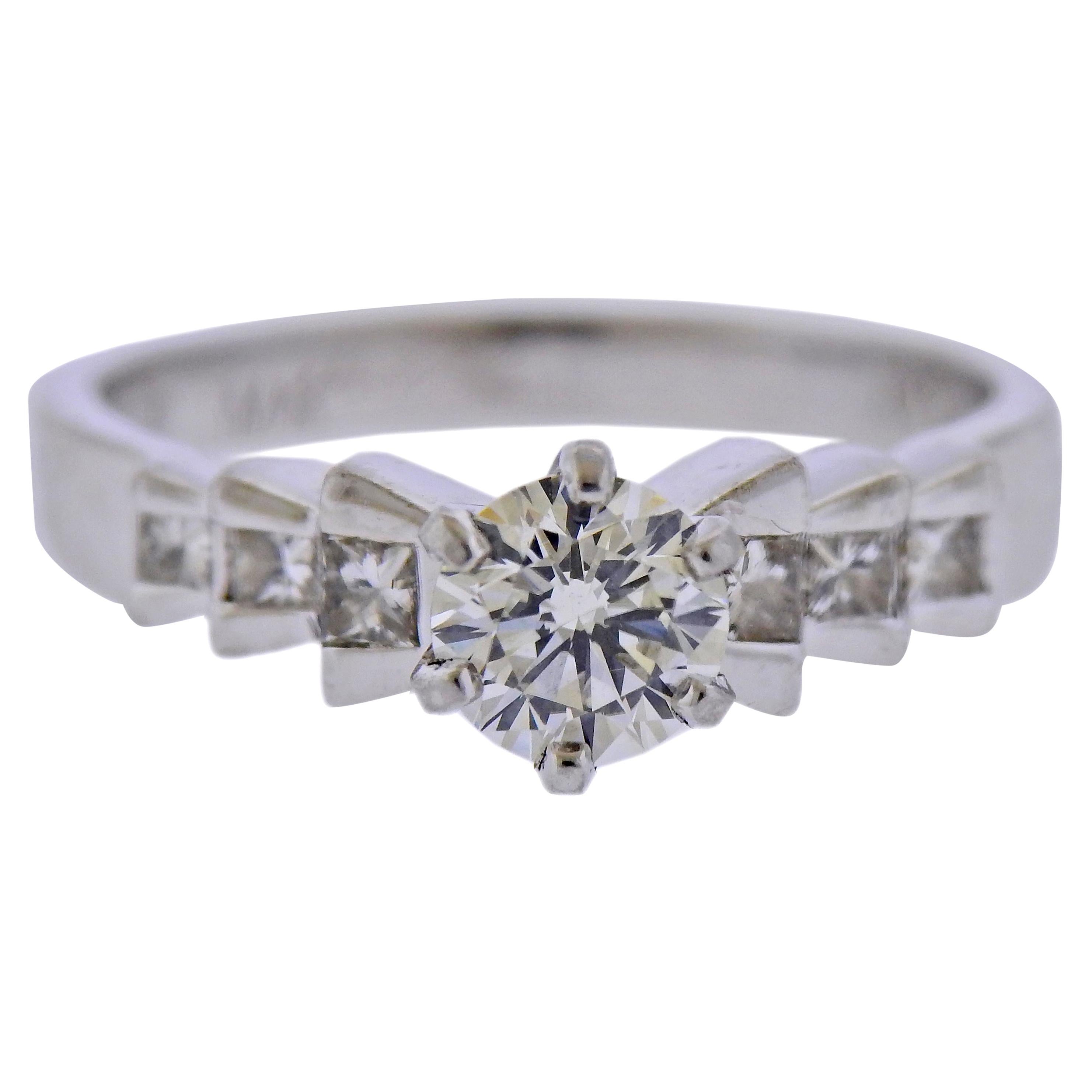 Platinum 0.75 Carat Diamond Engagement Ring For Sale