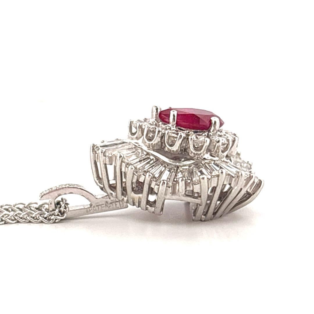 Platine 0.75 Carat Rubis 3.00 Carat Diamant Bague Pendentif Combo Bon état - En vente à Sewickley, PA