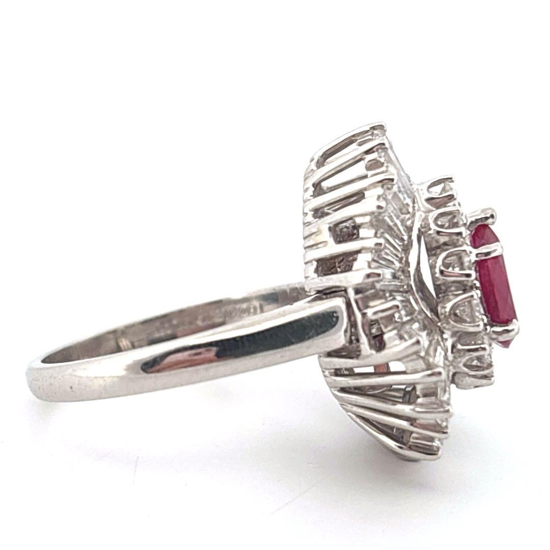 Platine 0.75 Carat Rubis 3.00 Carat Diamant Bague Pendentif Combo en vente 1