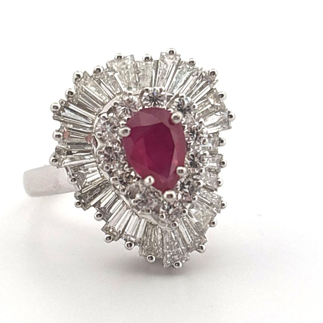 Platine 0.75 Carat Rubis 3.00 Carat Diamant Bague Pendentif Combo en vente 2