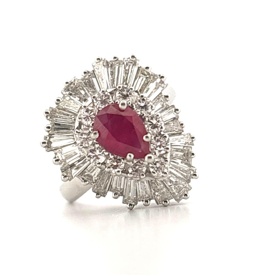 Platine 0.75 Carat Rubis 3.00 Carat Diamant Bague Pendentif Combo en vente 3
