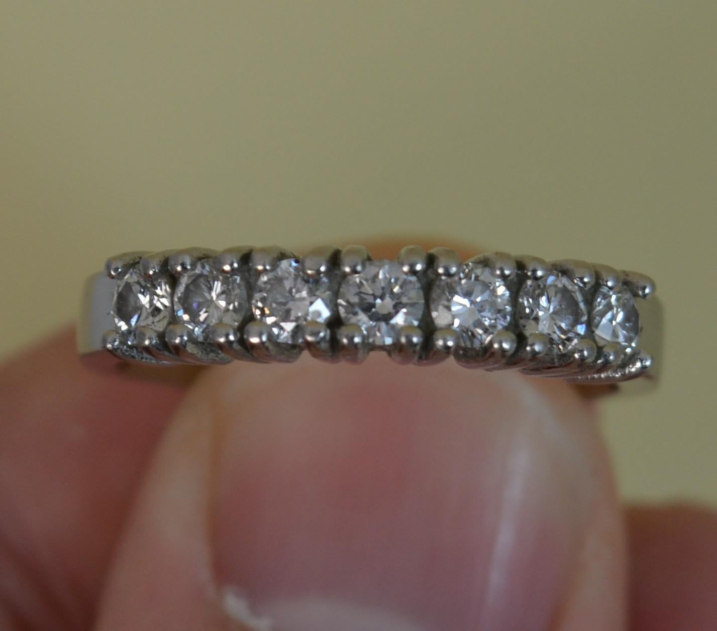 Platinum 0.75 Carat Diamond Half Eternity Stack Band Ring 1