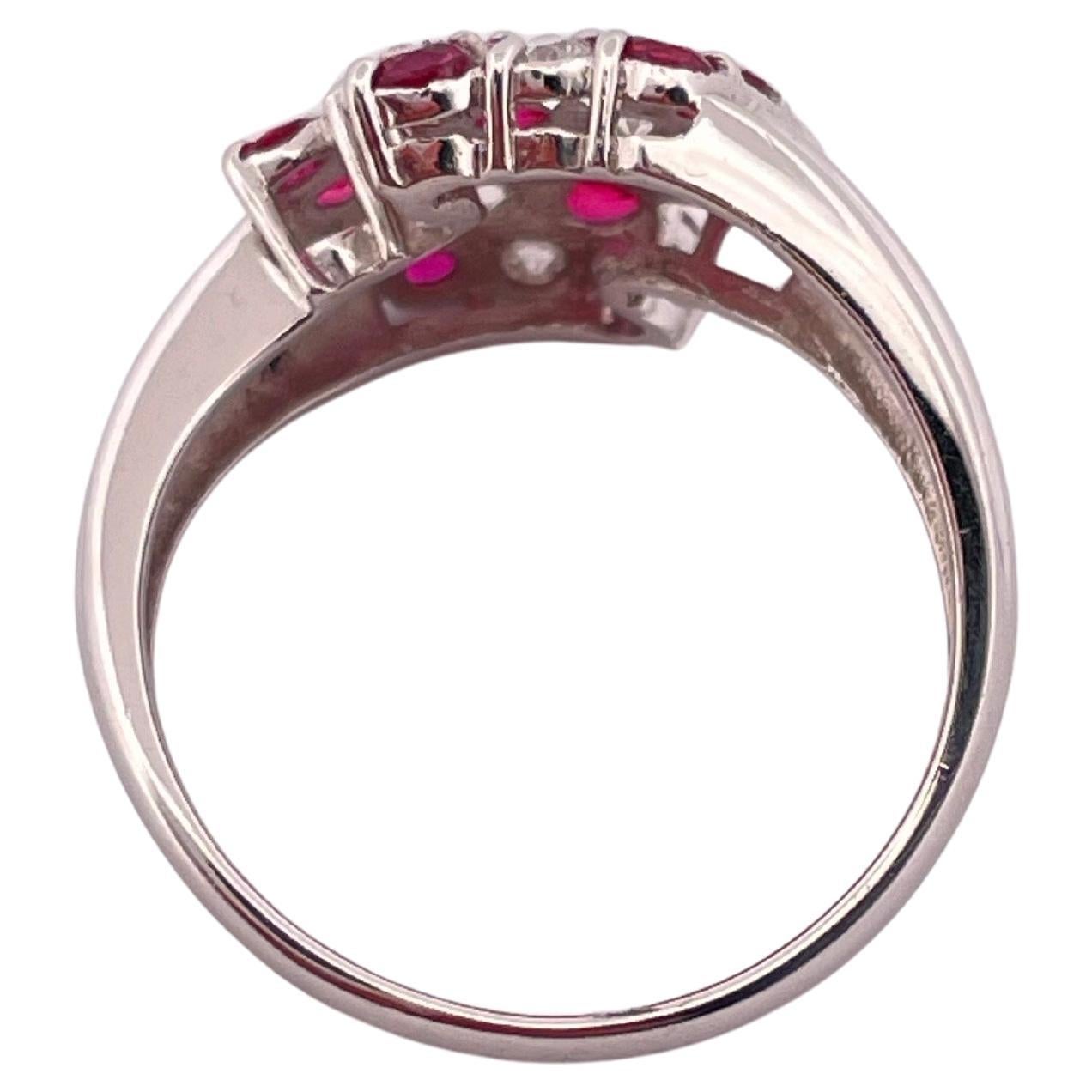 da uomo o donna Anello in platino con rubino da 0,75 carati e diamante da 0,34 carati in vendita