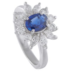 Bague en platine 0,77ct diamant et saphir