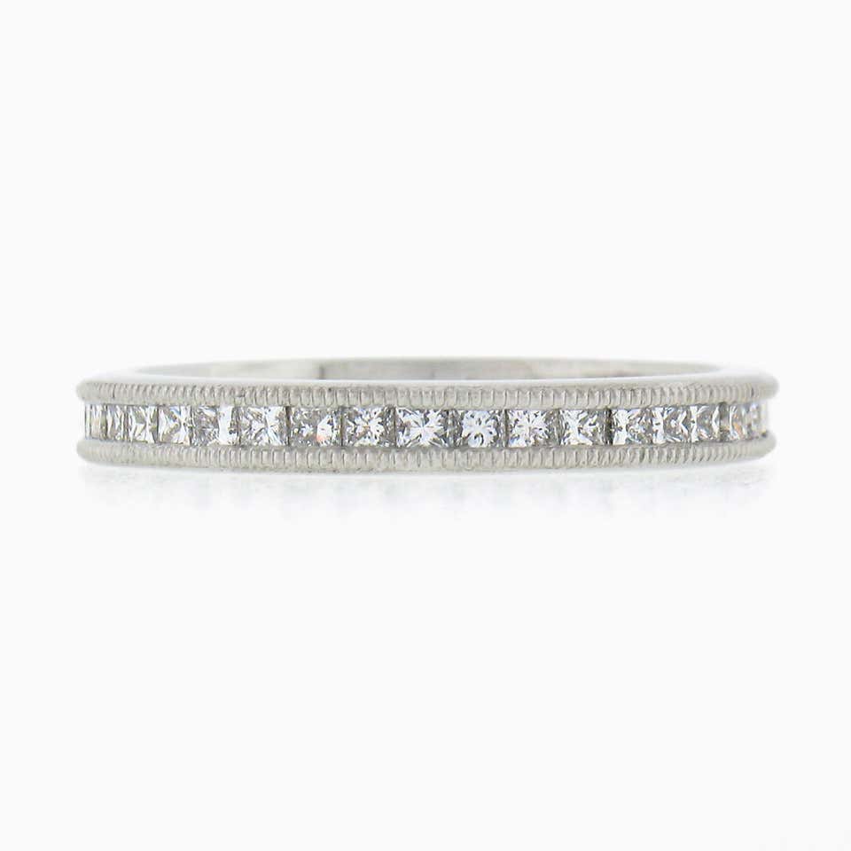Blue Nile .950 Platinum 1.08ctw Pave Diamond Stack Wedding Eternity ...