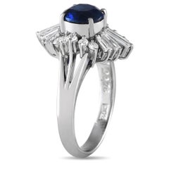 Platinum 0.78ct Diamond and Sapphire Ring