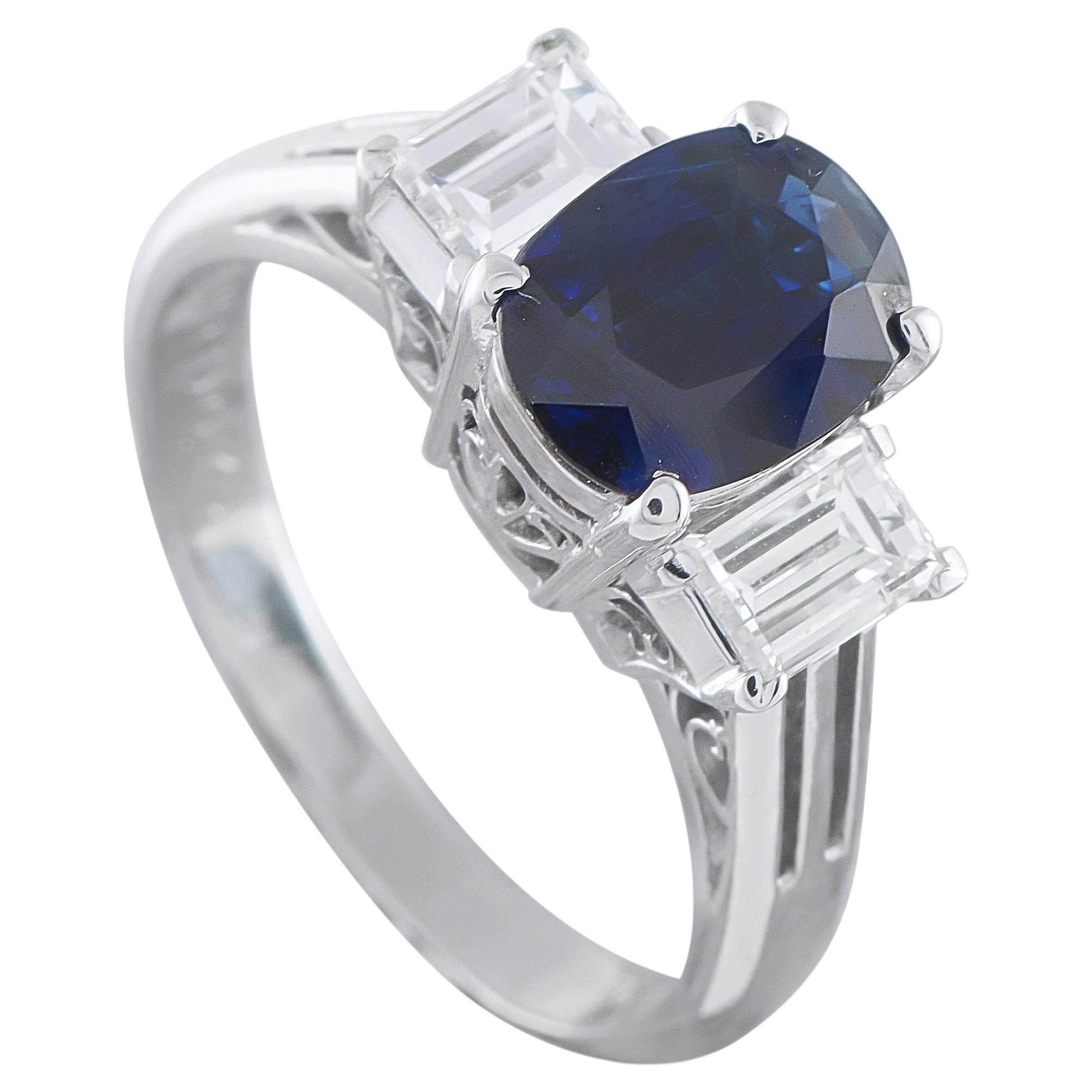 Platinum 0.79ct Diamond and Sapphire Ring MF01-052126