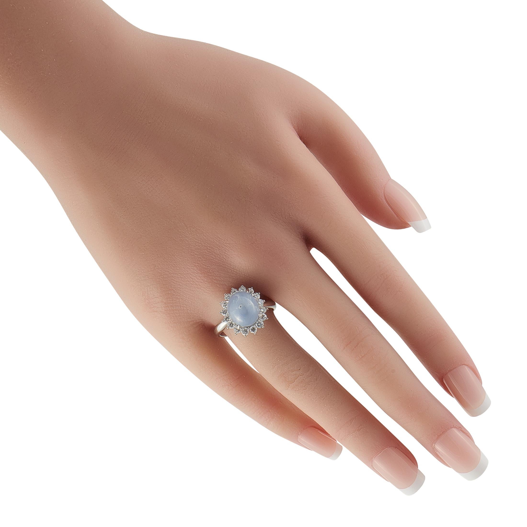 Platinum 0.80ct Diamond and Baby Blue Sapphire Ring MF07-101625 Corte redondo en venta