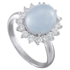 Platinum 0.80ct Diamond and Baby Blue Sapphire Ring MF07-101625
