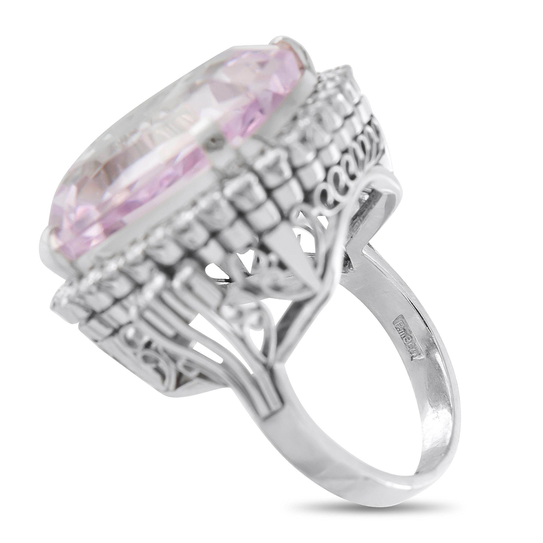 Platinum 0.80ct Diamond and Kunzite Ring MF05-101625 en Excelente estado para la venta en Southampton, PA