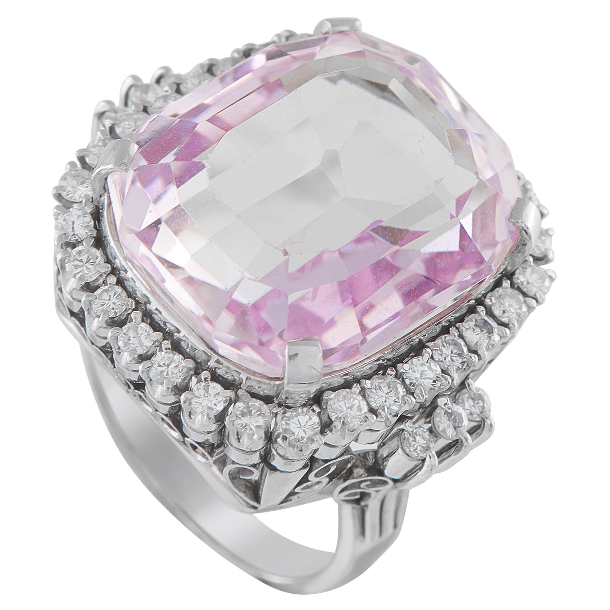 Platinum 0.80ct Diamond and Kunzite Ring MF05-101625