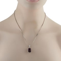 Platinum 0.80ct Diamond and Rhodolite Garnet Pendant Necklace MF46-101525
