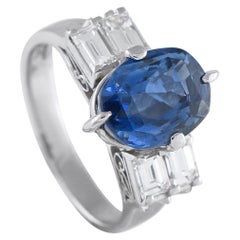 Platinum 0.80ct Diamond and Sapphire Ring