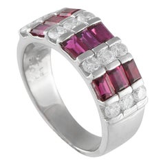 Platinum 0.83ct Diamond and Ruby Ring