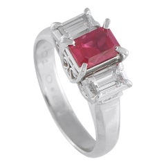 Platinum 0.83ct Diamond and Ruby Ring