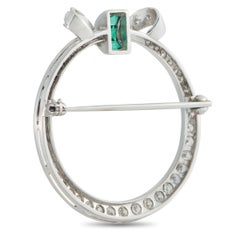 Platinum 0.85ct Diamond and Emerald Brooch MF11-020326