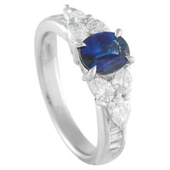Platinum 0.86ct Diamond and Sapphire Ring