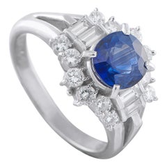 Platinum 0.87ct Diamond and Sapphire Ring MF01-110525
