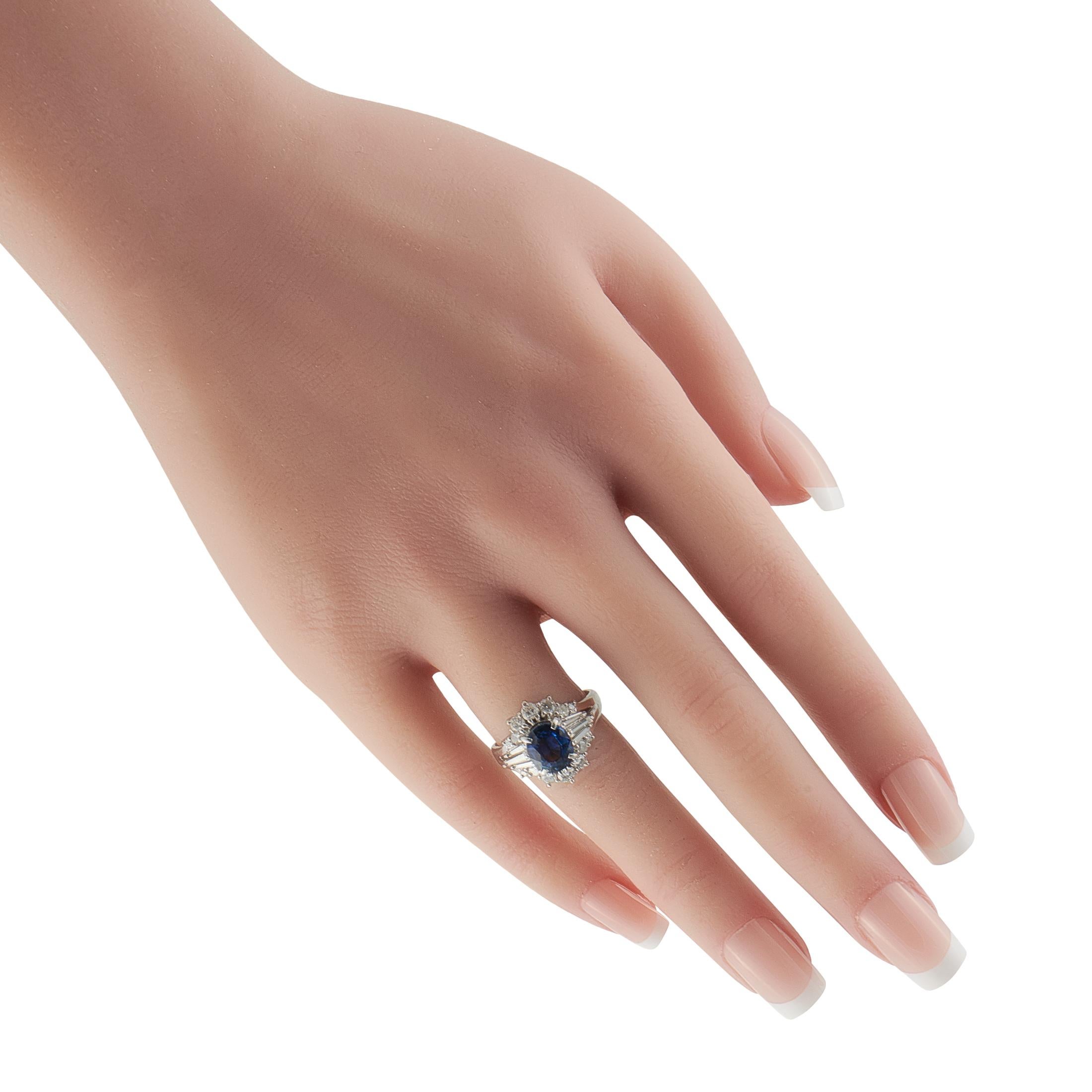 Platinum 0.87ct Diamond and Sapphire Ring MF25-101625 (Gemischter Schliff) im Angebot