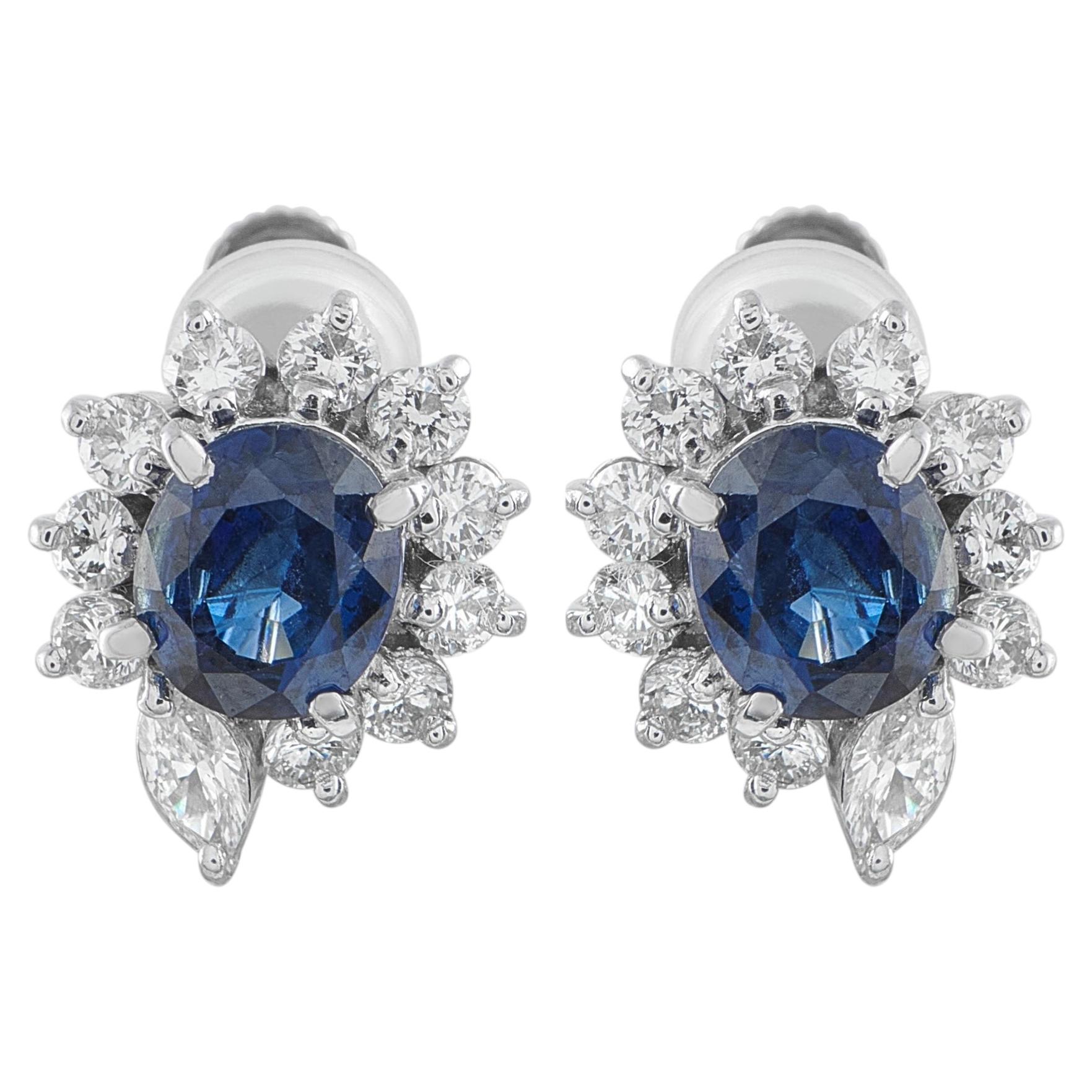 Platinum 0.89ct Diamond and Sapphire Earrings MF33-041426