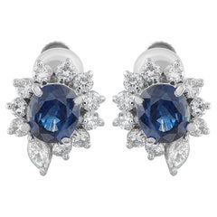 Platinum 0.89ct Diamond and Sapphire Earrings MF33-041426