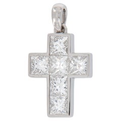 Platinum 0.90 Carat Princess Cut Diamond Cross