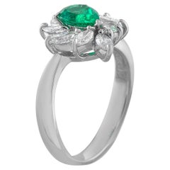 Platinum 0.90ct Diamond and Emerald Ring MF04-052126