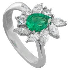 Platinum 0.90ct Diamond and Emerald Ring MF04-052126
