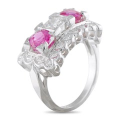 Bague en platine 0,90ct diamant et saphir rose MF14-042926