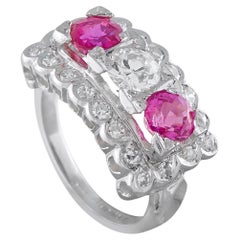 Anello in platino con diamanti e zaffiri rosa da 0,90 carati MF14-042926