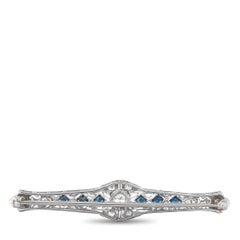 Platinum 0.90ct Diamond and Sapphire Brooch MF14-070126