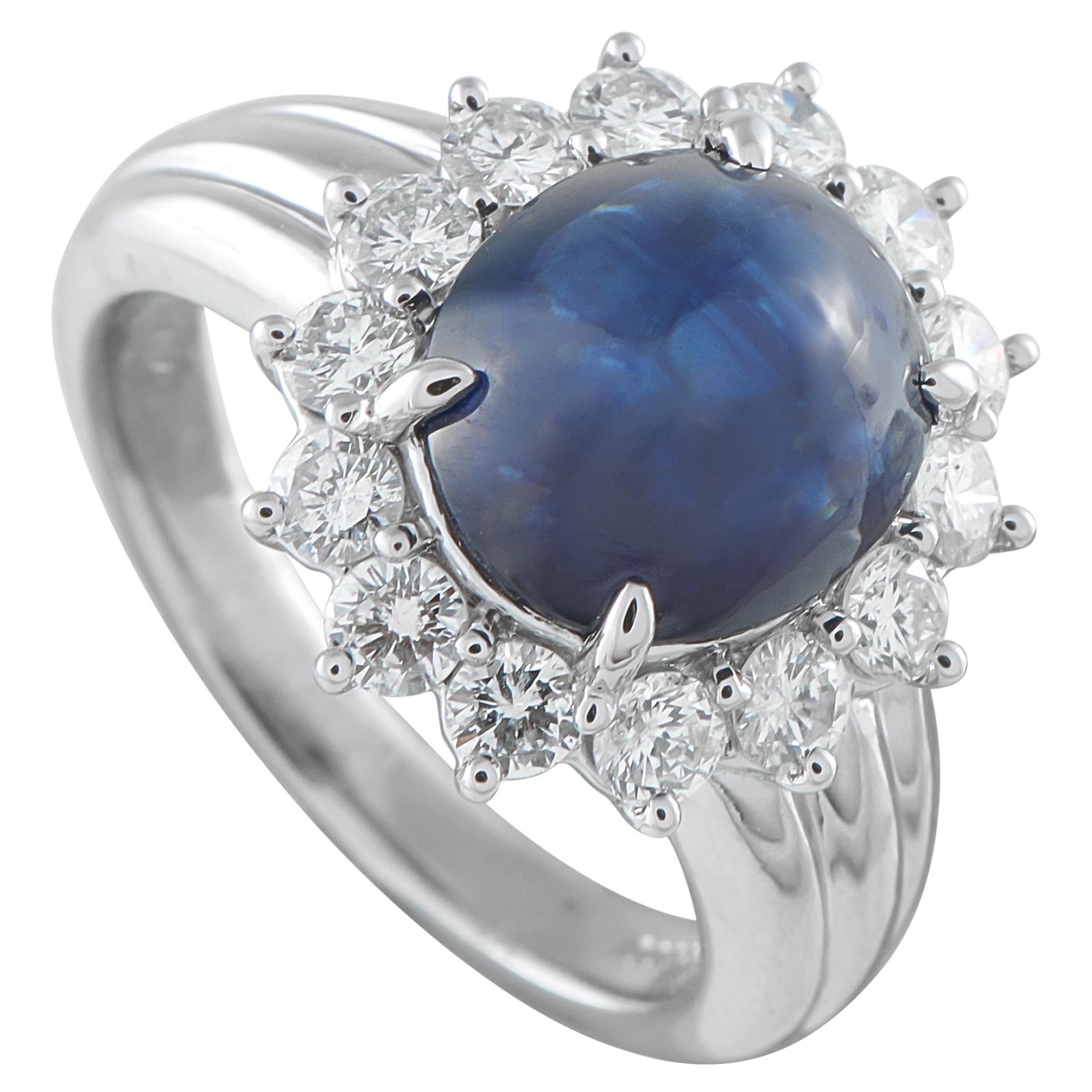 Platinum 0.92ct Diamond and Sapphire Ring MF06-101625