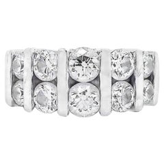 Platinum 0.92ctw Ten Stones Double-Row Half-Way Ring