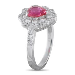 Platinum 0.93ct Diamond and Ruby Ring #5310