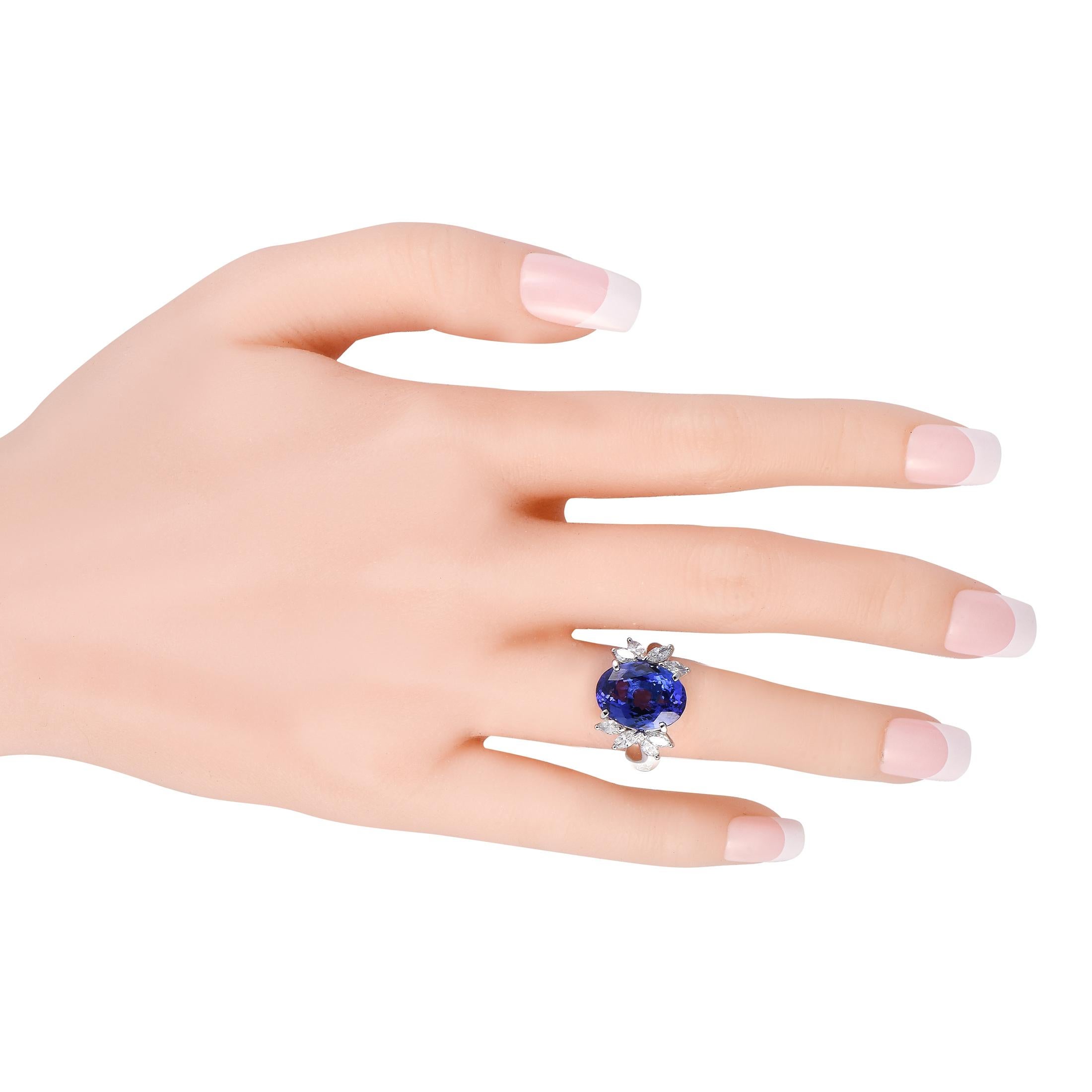 Round Cut Platinum 0.93ct Diamond and Tanzanite Ring