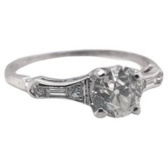 Platinum 0.94 Carat Old European Cut Diamond Engagement Ring