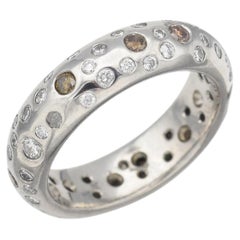 Platin 0,95 tcw Braun & Weiß Diamant Band Ring