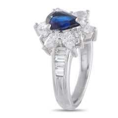 Platinum 0.98ct Diamond and Sapphire Ring