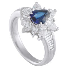 Platinum 0.98ct Diamond and Sapphire Ring