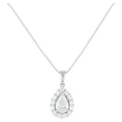Platinum 0.99ct Diamond Pendant Necklace