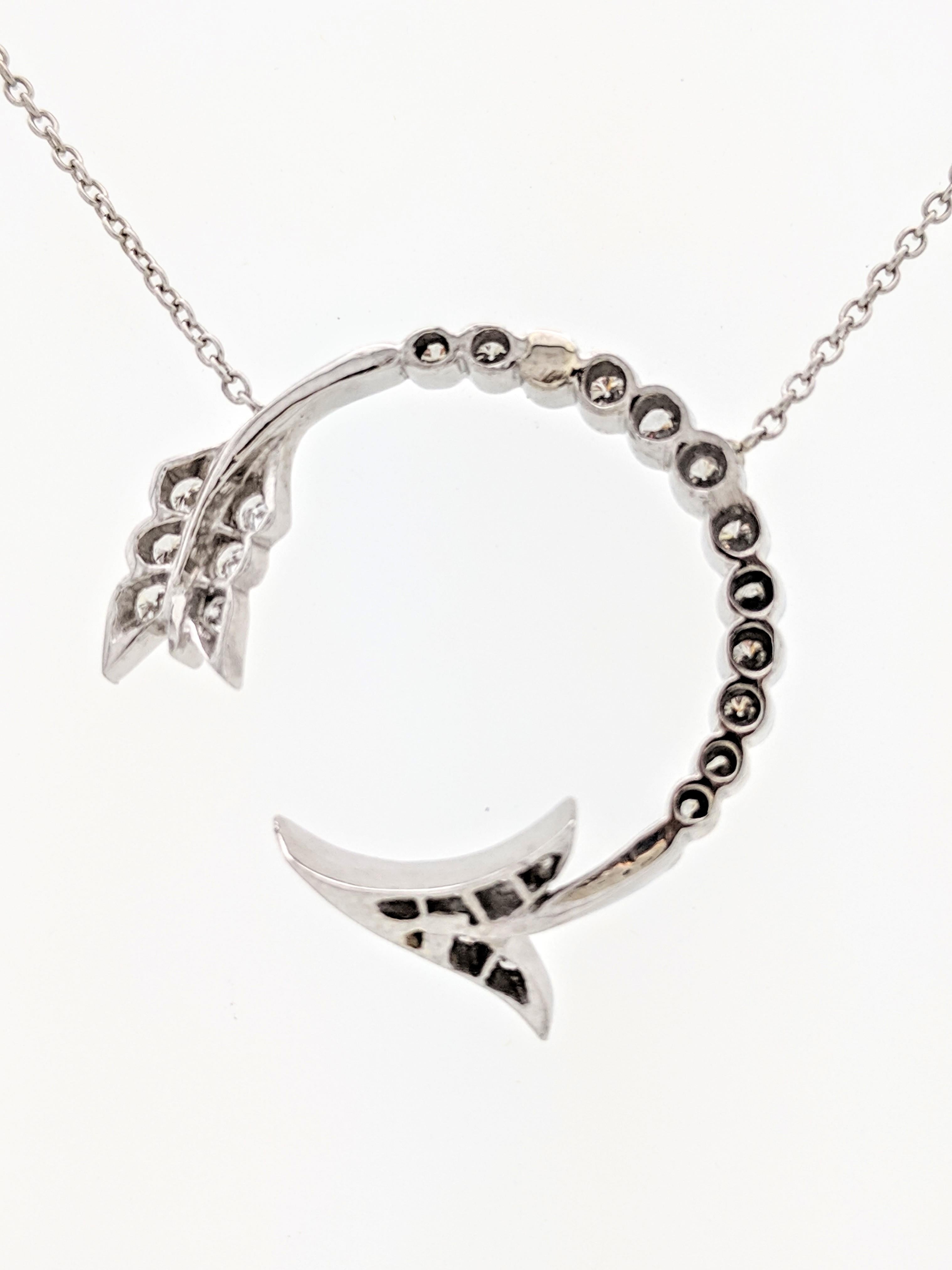 Women's Platinum 1 Carat Diamond Arrow Pendant Necklace SI1/G For Sale