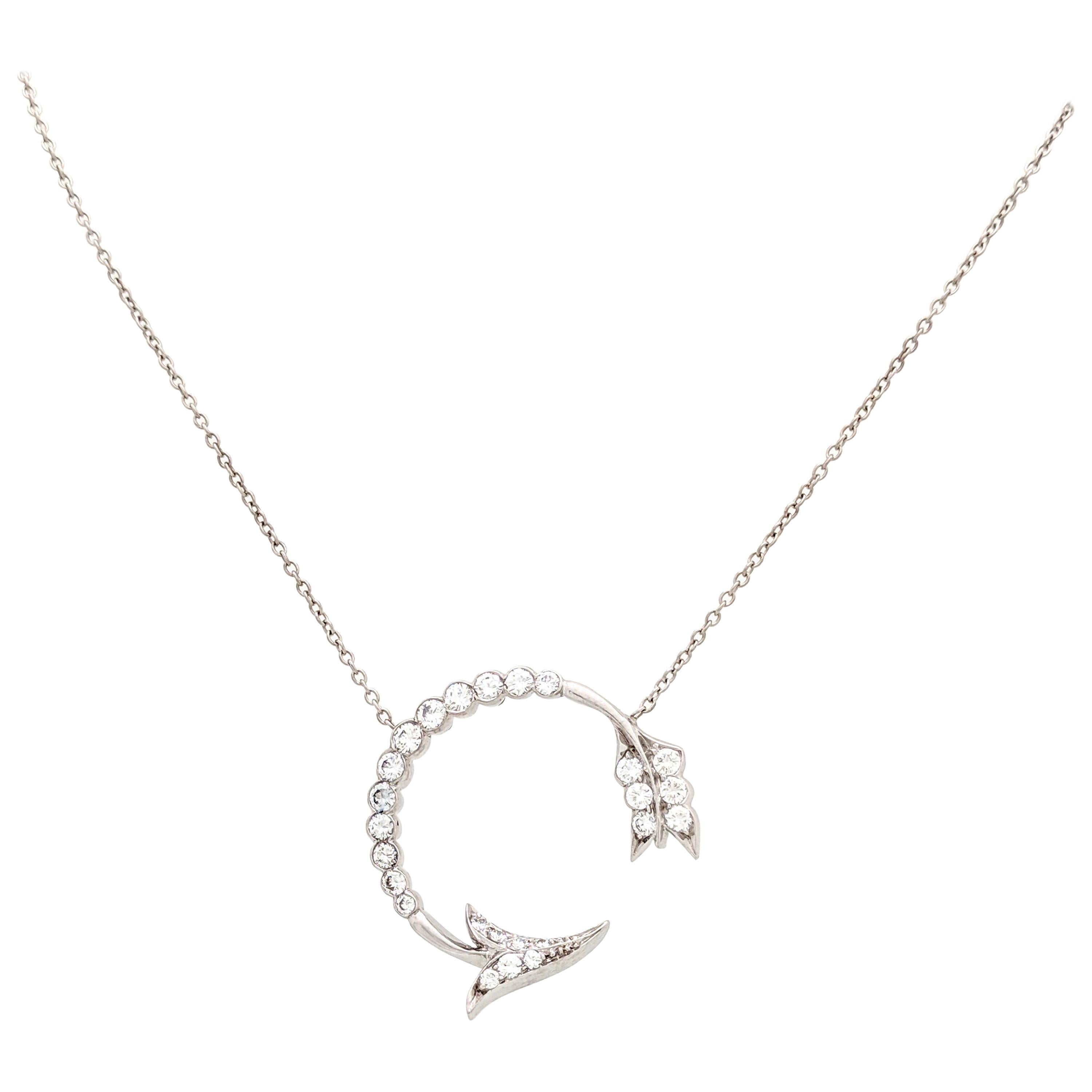 Platinum 1 Carat Diamond Arrow Pendant Necklace SI1/G For Sale
