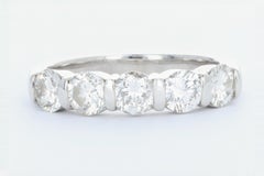 Platinum 1 Carat Round Brilliant Cut Diamond 5 Stone Band