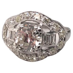 Platinum 1.0 Carat Old European Cut Diamond Engagement Ring
