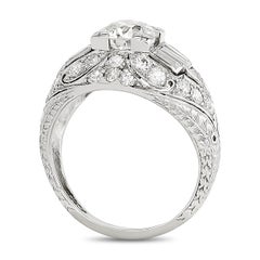 Platinum 1.00 carat Diamond Vintage Estate Engagement Ring