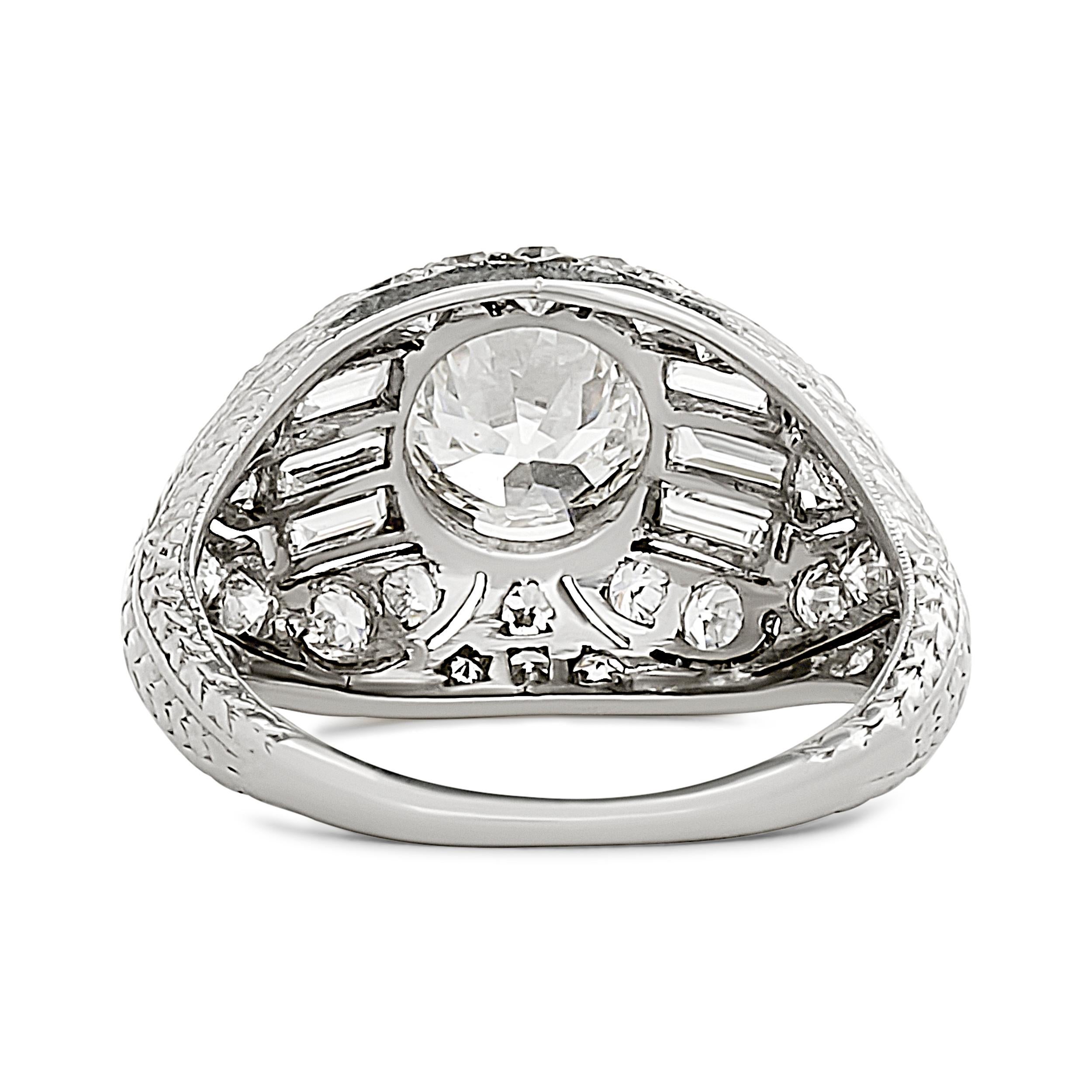 Platin 1,00 Karat Diamant Vintage Verlobungsring mit Nachlass (Rundschliff) im Angebot