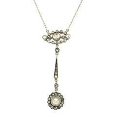 Edwardian Platinum 1.00 Carat Rose Cut Diamond Foiled Necklace - White Gold Chn