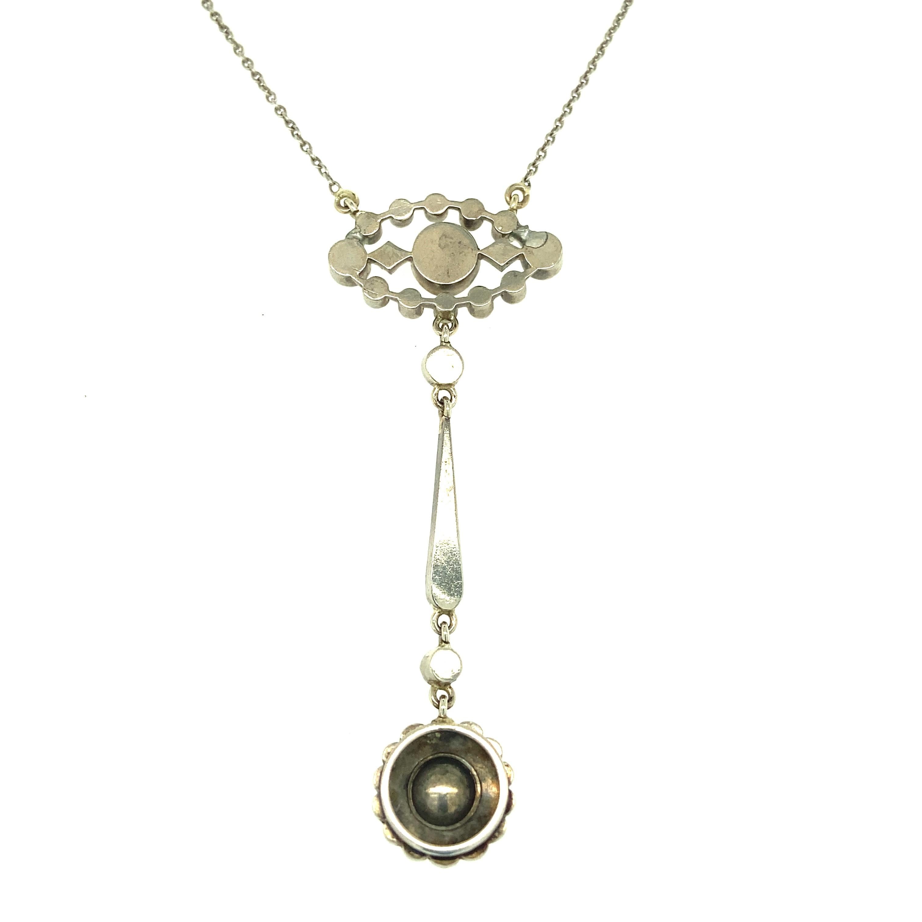 Édouardien Collier édouardien en platine avec diamants taille rose de 1,00 carat - Chn en vente