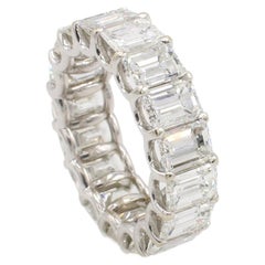 Platinum 10.00 Carat Emerald Cut Natural Diamond Eternity Band Ring